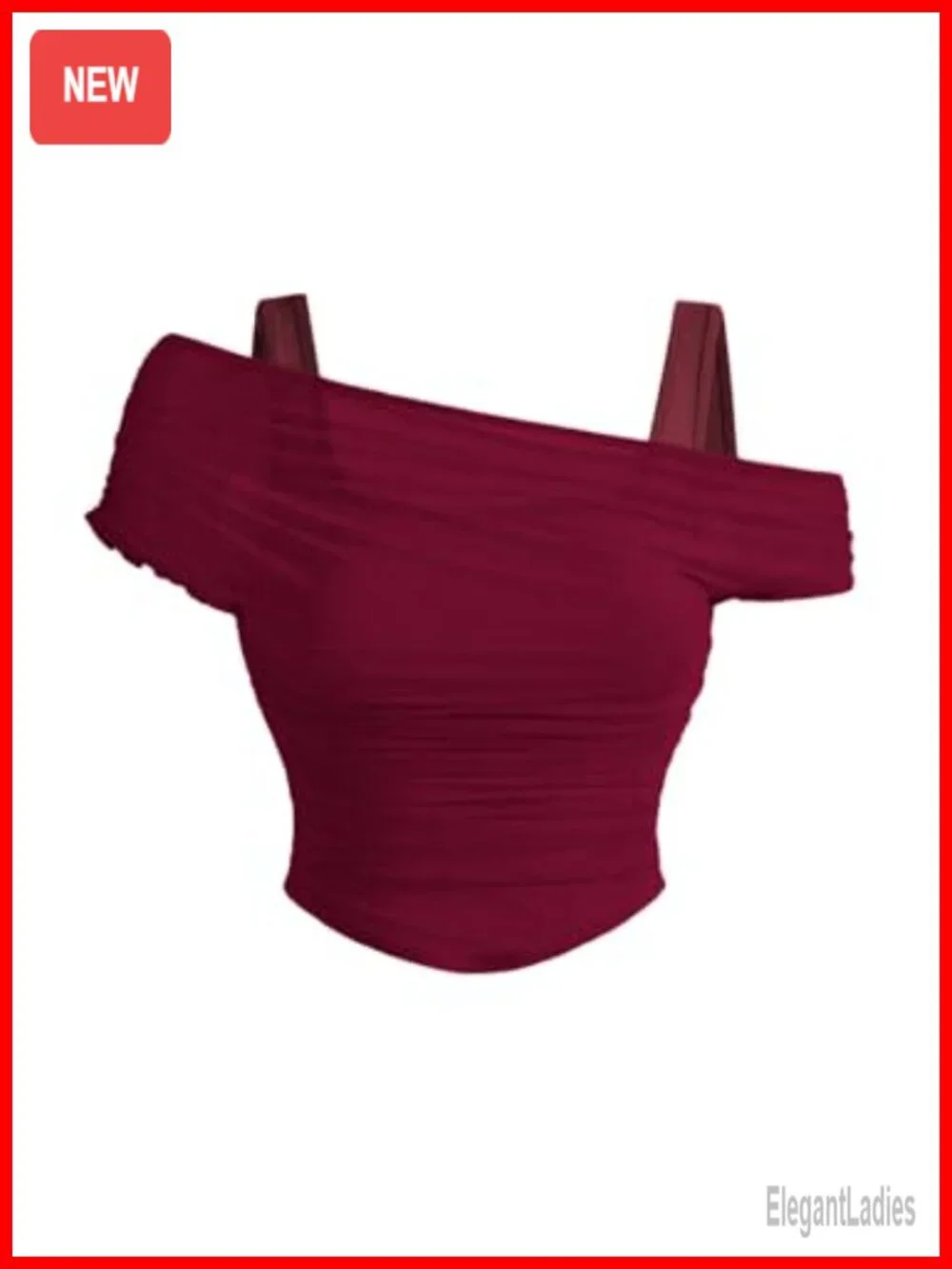 2 in 1 Sheer Mesh Off Shoulder Top Ruched Asymmetrical Short Sleeve Tee